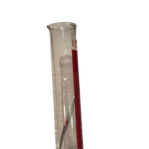 PYREX CORNING 100ml GRADUATED CYLINDER BEAKER 3042 USA RED HEX BASE GLASS VTG - Picture 14 of 15